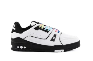 LV LEATHER TRAINER SNEAKERS 2021 WHITE BLACK FIRST COPY