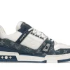 LV TRAINER MONOGRAM DENIM WHITE BLUE FIRST COPY