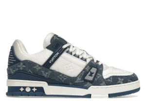 LV TRAINER MONOGRAM DENIM WHITE BLUE FIRST COPY