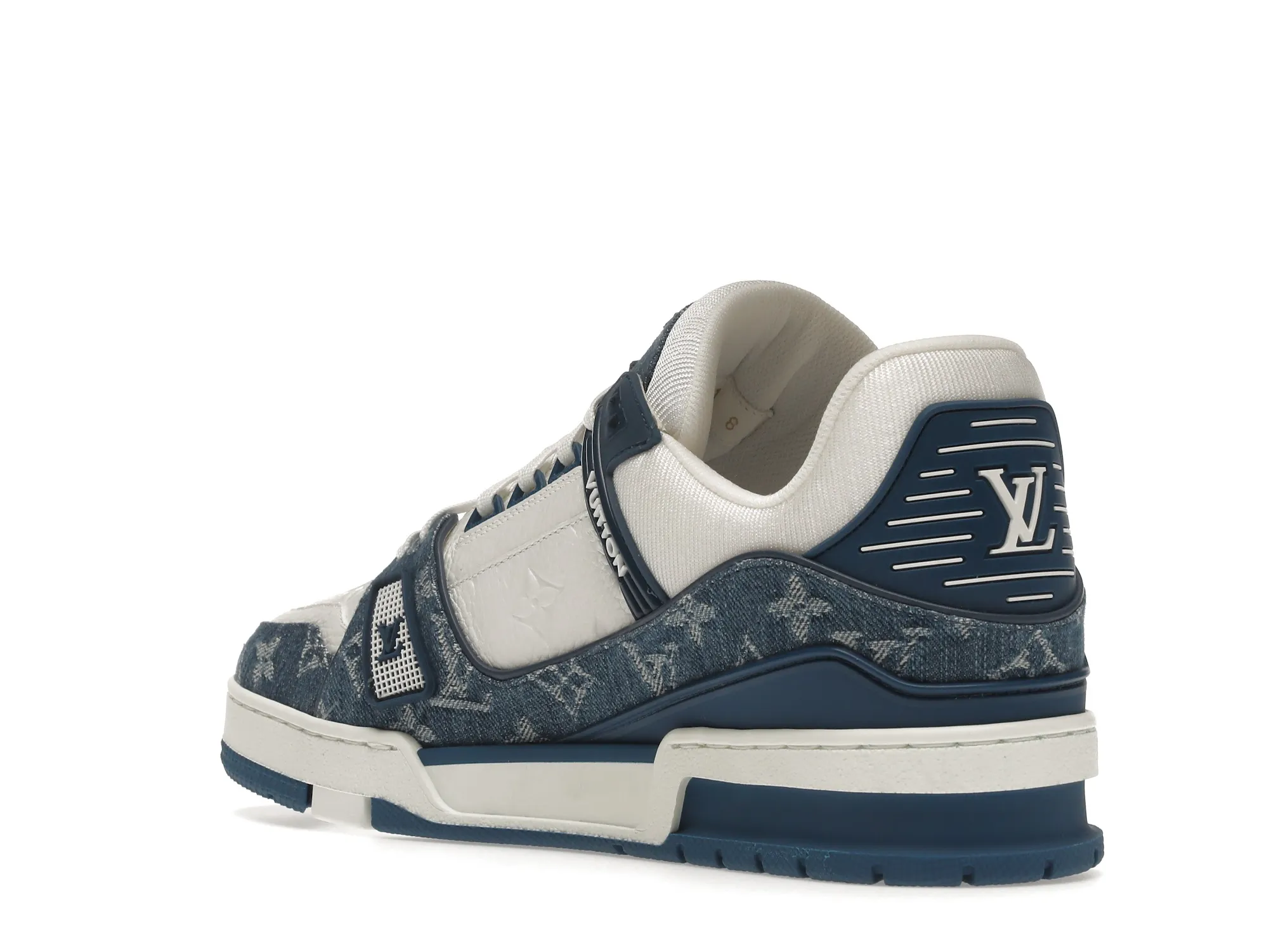 LV TRAINER MONOGRAM DENIM WHITE BLUE (4)
