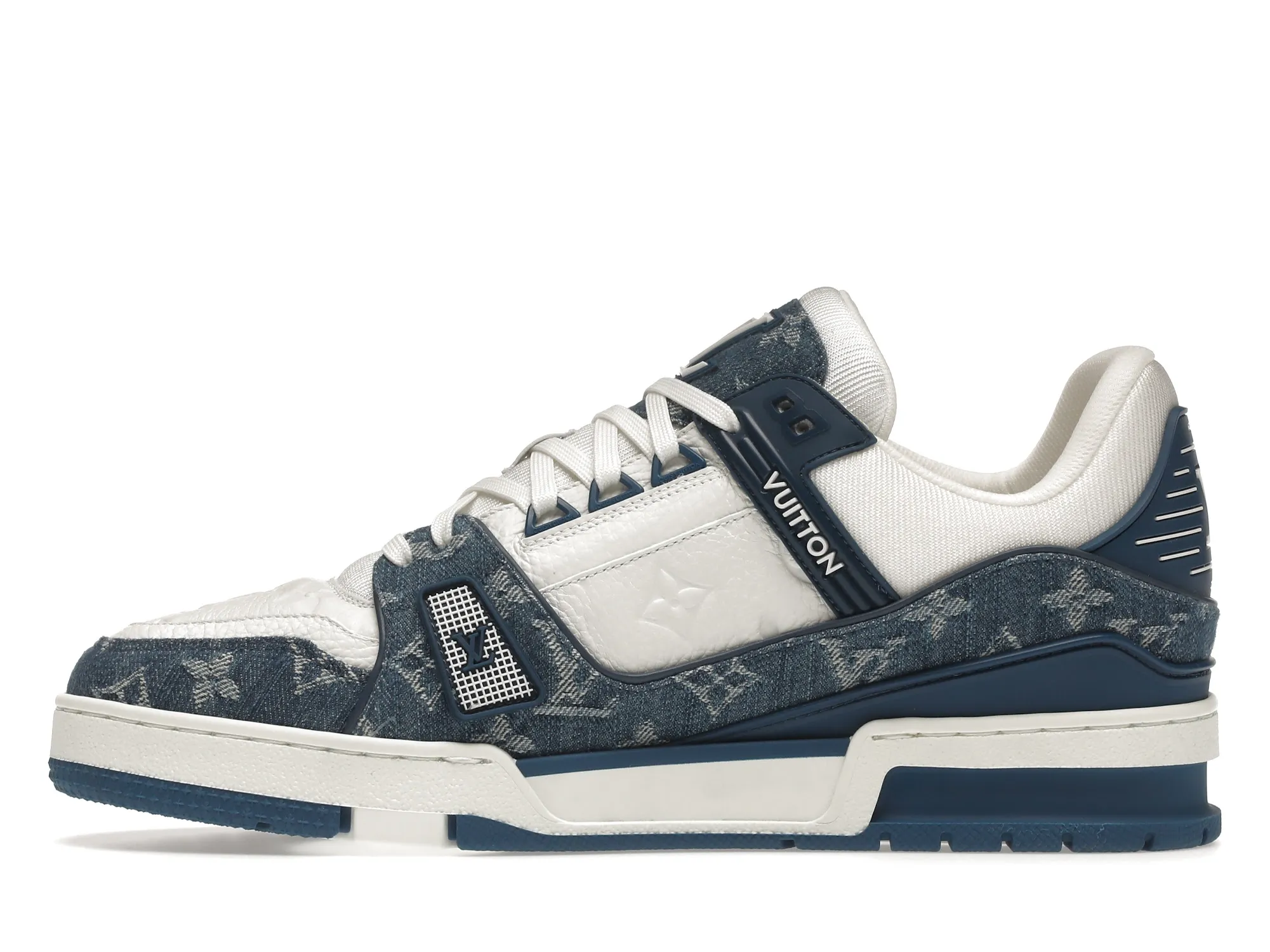 LV TRAINER MONOGRAM DENIM WHITE BLUE (5)