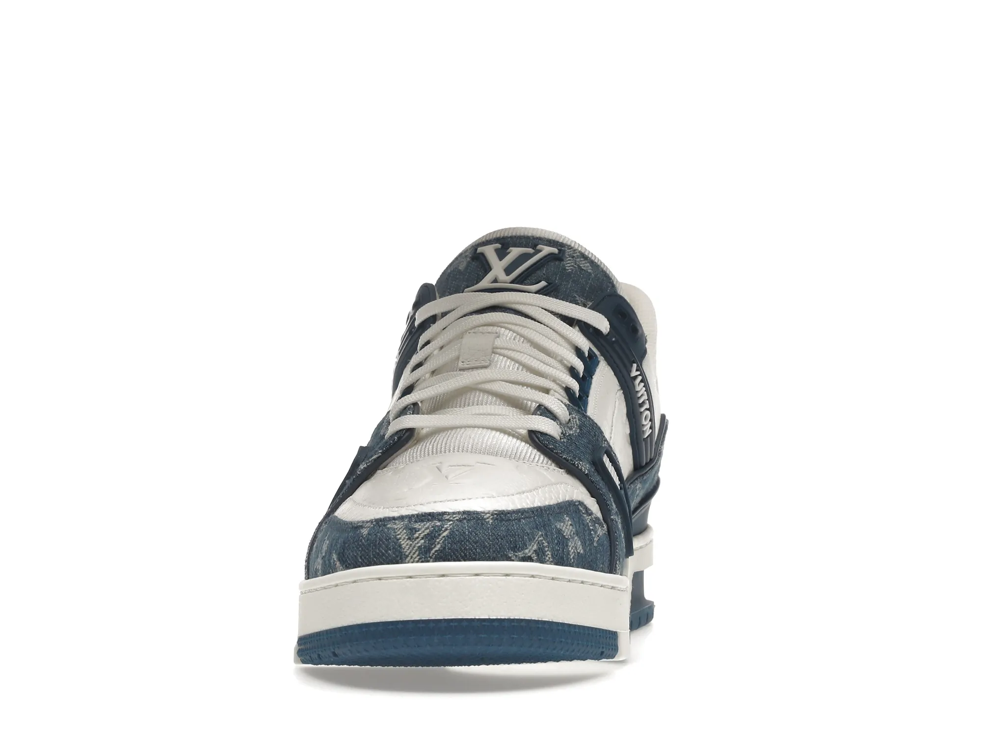 LV TRAINER MONOGRAM DENIM WHITE BLUE (7)