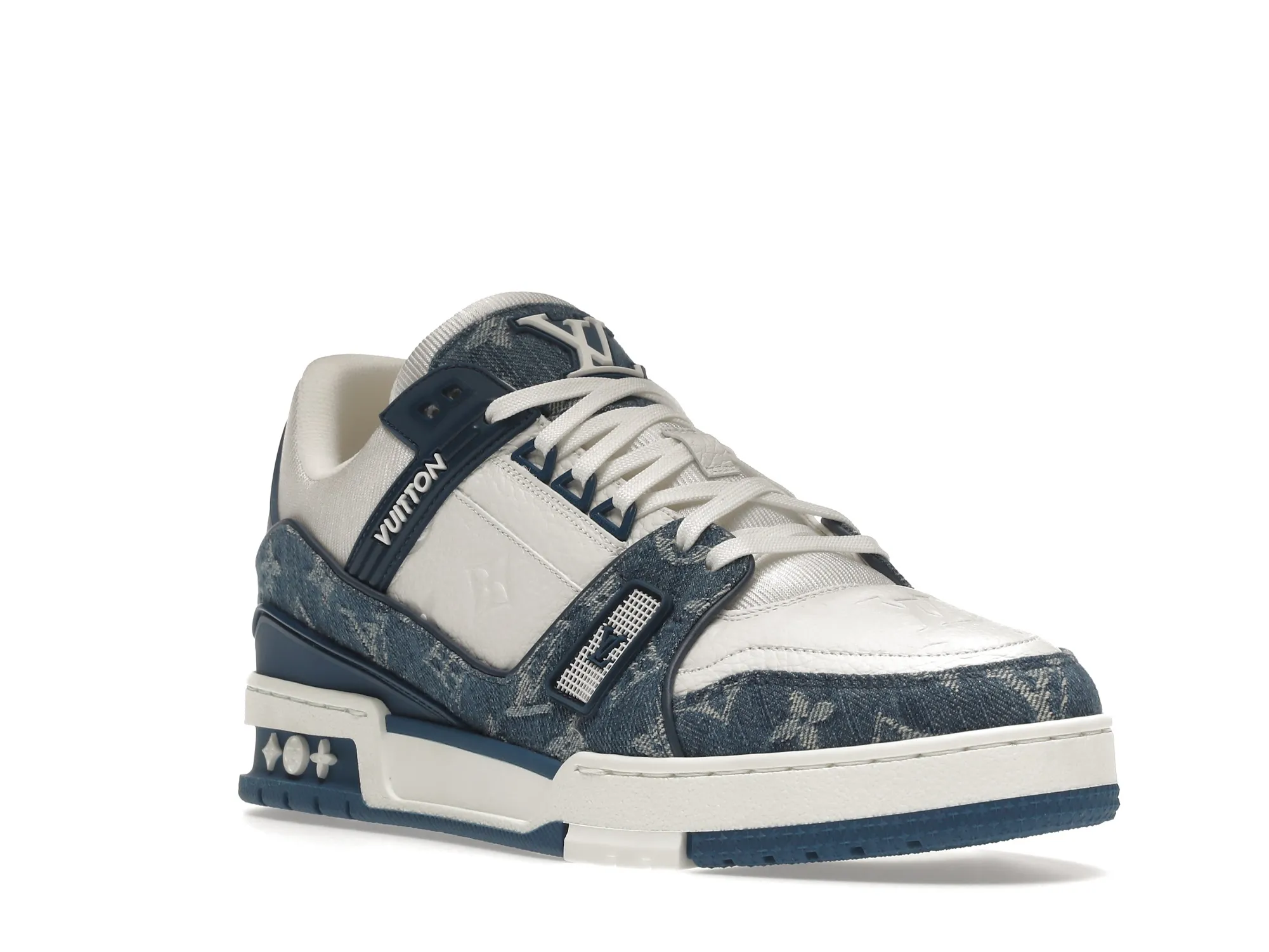 LV TRAINER MONOGRAM DENIM WHITE BLUE (8)