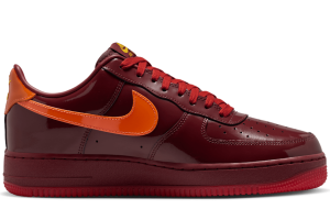 AF 1 LOW PATENT LEATHER DARK TEAM RED AND SAFETY ORANGE