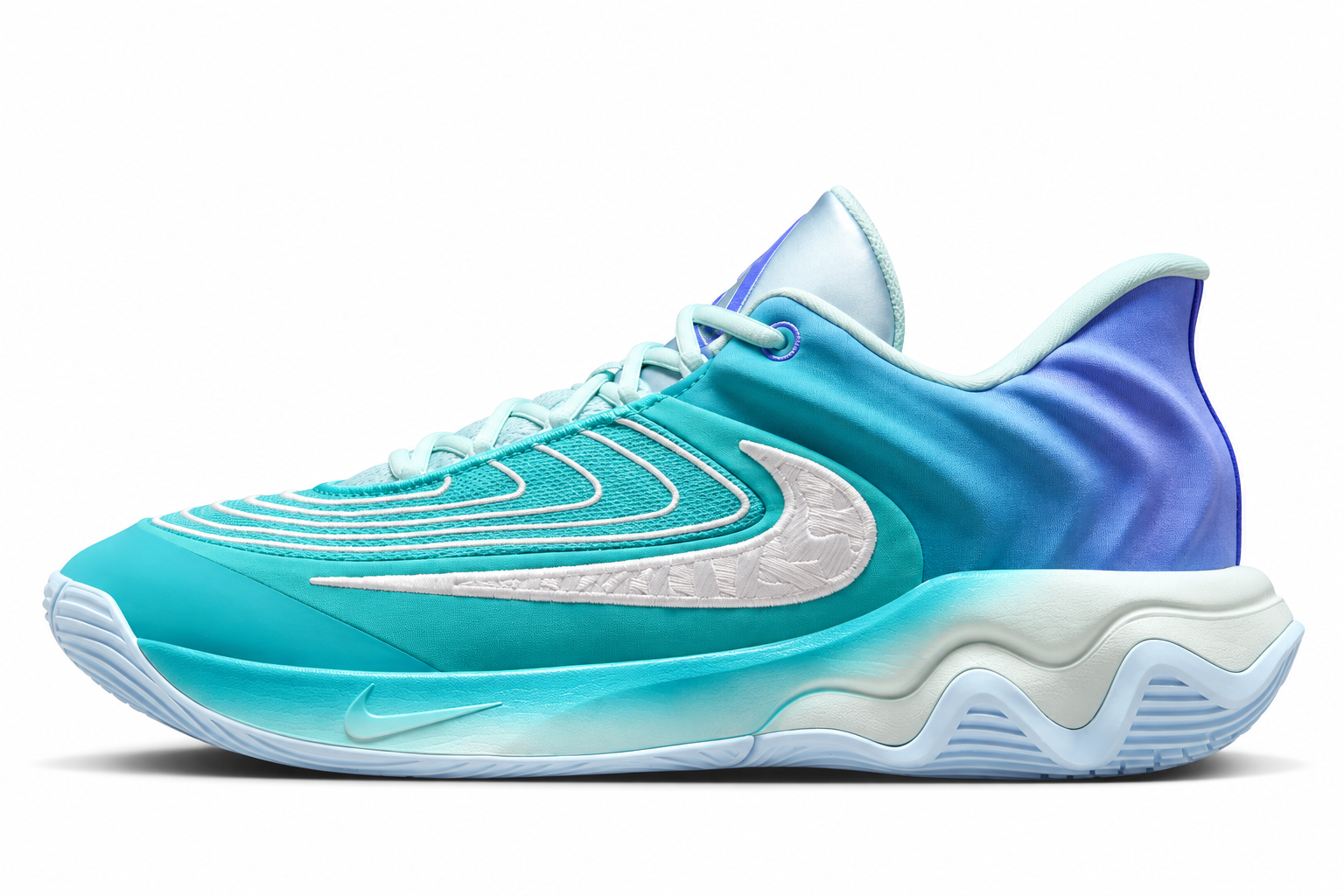 Aqua Teal Wave-Textured Athletic Sneaker