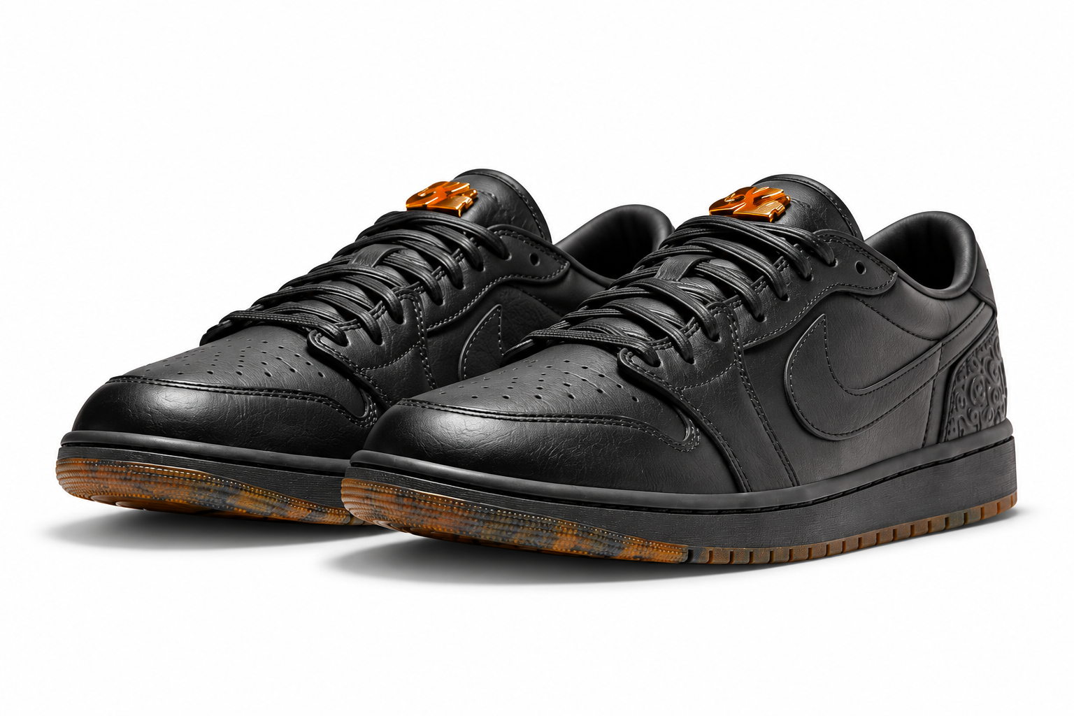 Black Low-Top Sneakers with Gum Soles