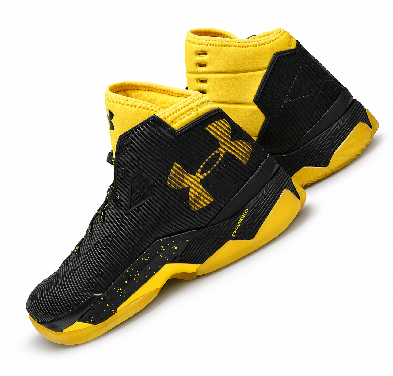 Black and Yellow Charged Basketball Sneakers
