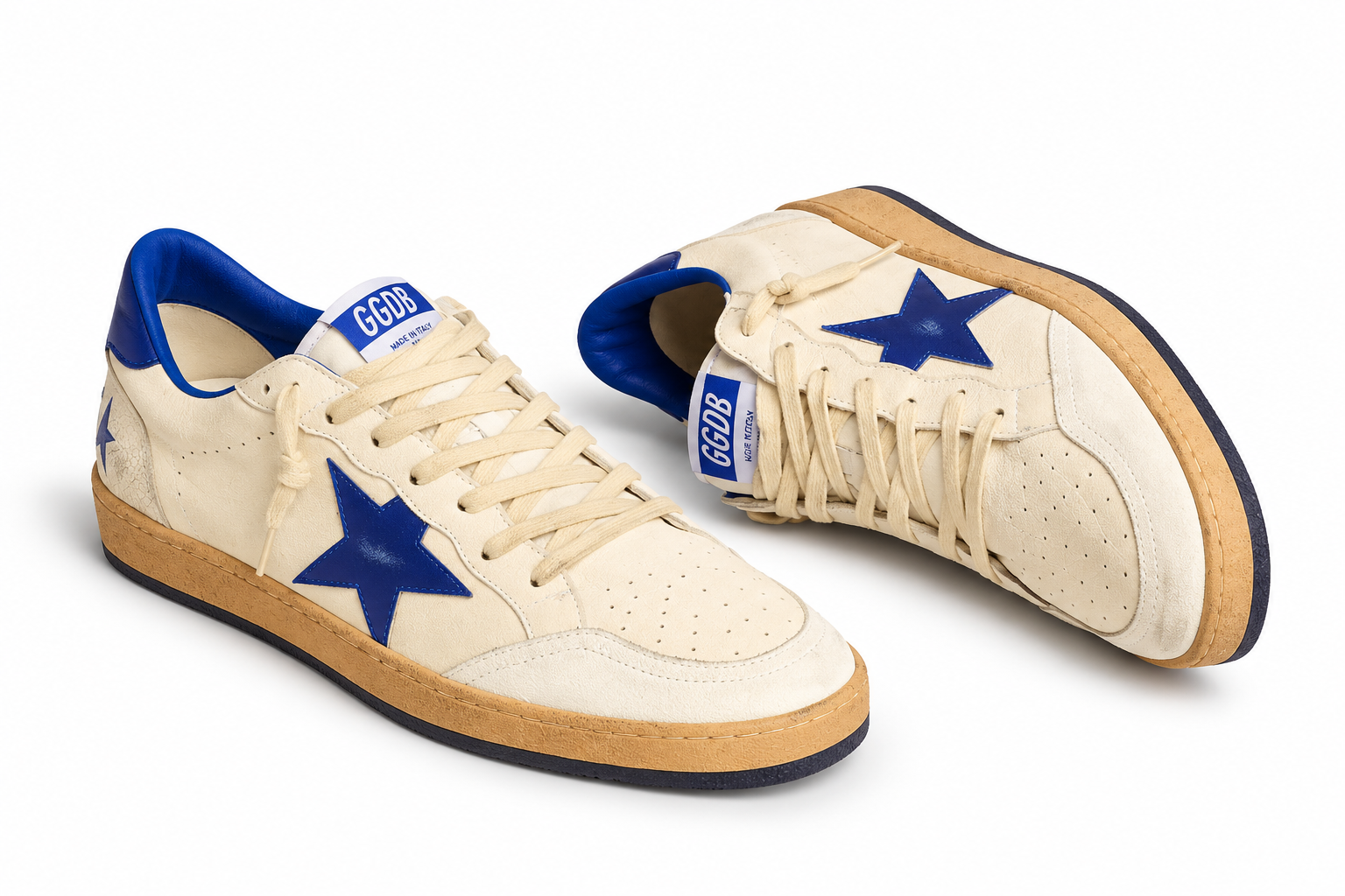 Ivory Sneakers with Blue Stars